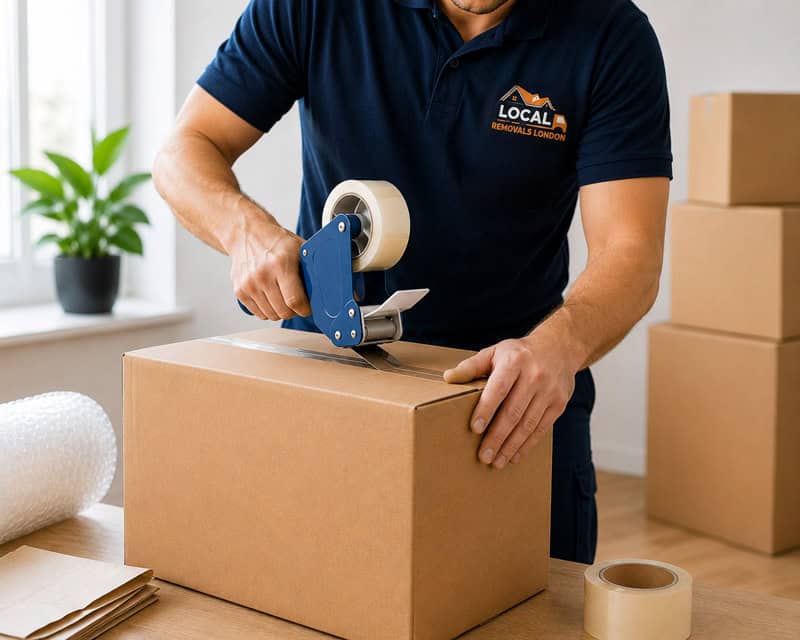 local removals london ltd staff packing boxes